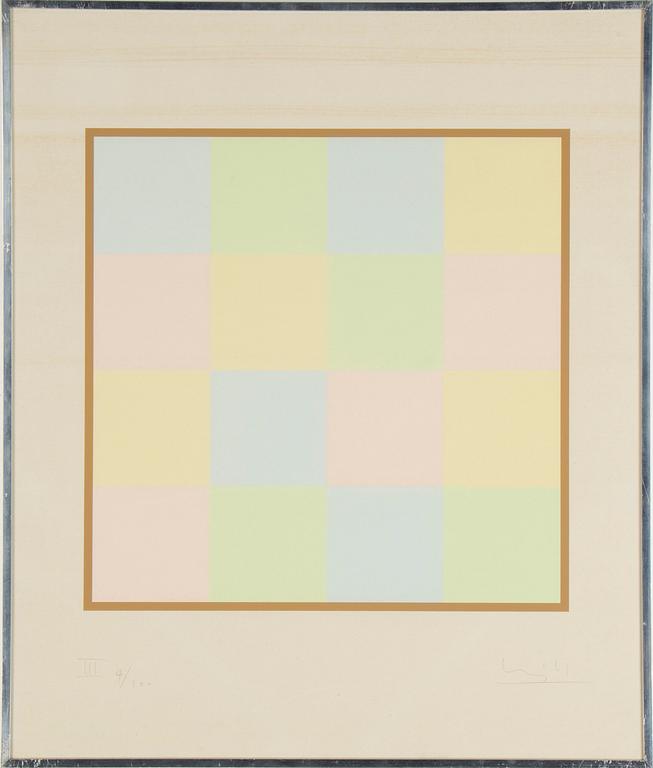 MAX BILL, 5 serigrafier + ramad beskrivning, signerade, numrerade 4/100.