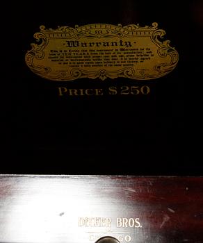VEVGRAMMOFON, Decker Bros, Chicago, USA, sekelskiftet 1900.