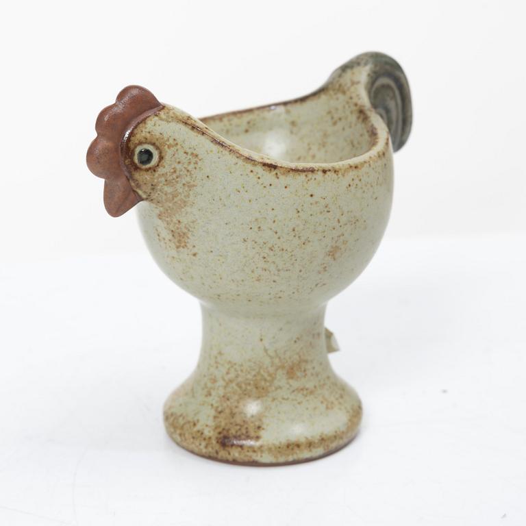 Lisa Larson, egg hen and egg cups, 6 pcs, stoneware.