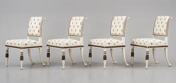 A set of four late-Gustavian chairs, Stockholm, late 18th century.