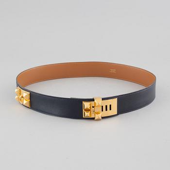 HERMÈS, Collier de Chien belt buckle & leather strap.