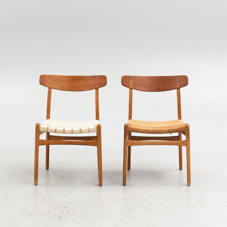 Hans J. Wegner, stolar, 5 st, "CH-23", Carl Hansen & Son, Odense, Danmark, 1950/60-tal.