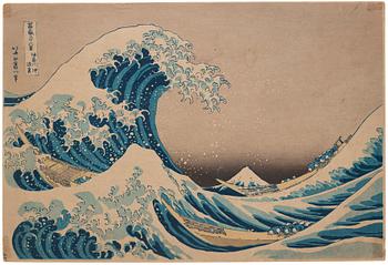 Efter. Under the Wave of Kanagawa, (Kanagawa-oki nami-ura), också känd som "den stora vågen", senare publikation.