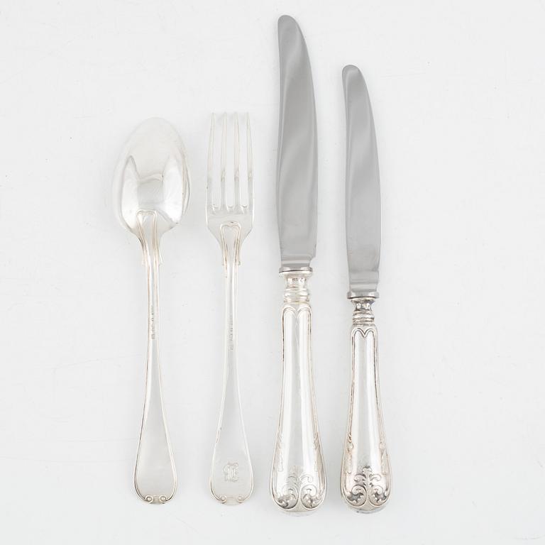 A 24-piece Swedish silver cutlery, model 'Old French', mark of A.G. Dufva, Stockholm, including 1921.