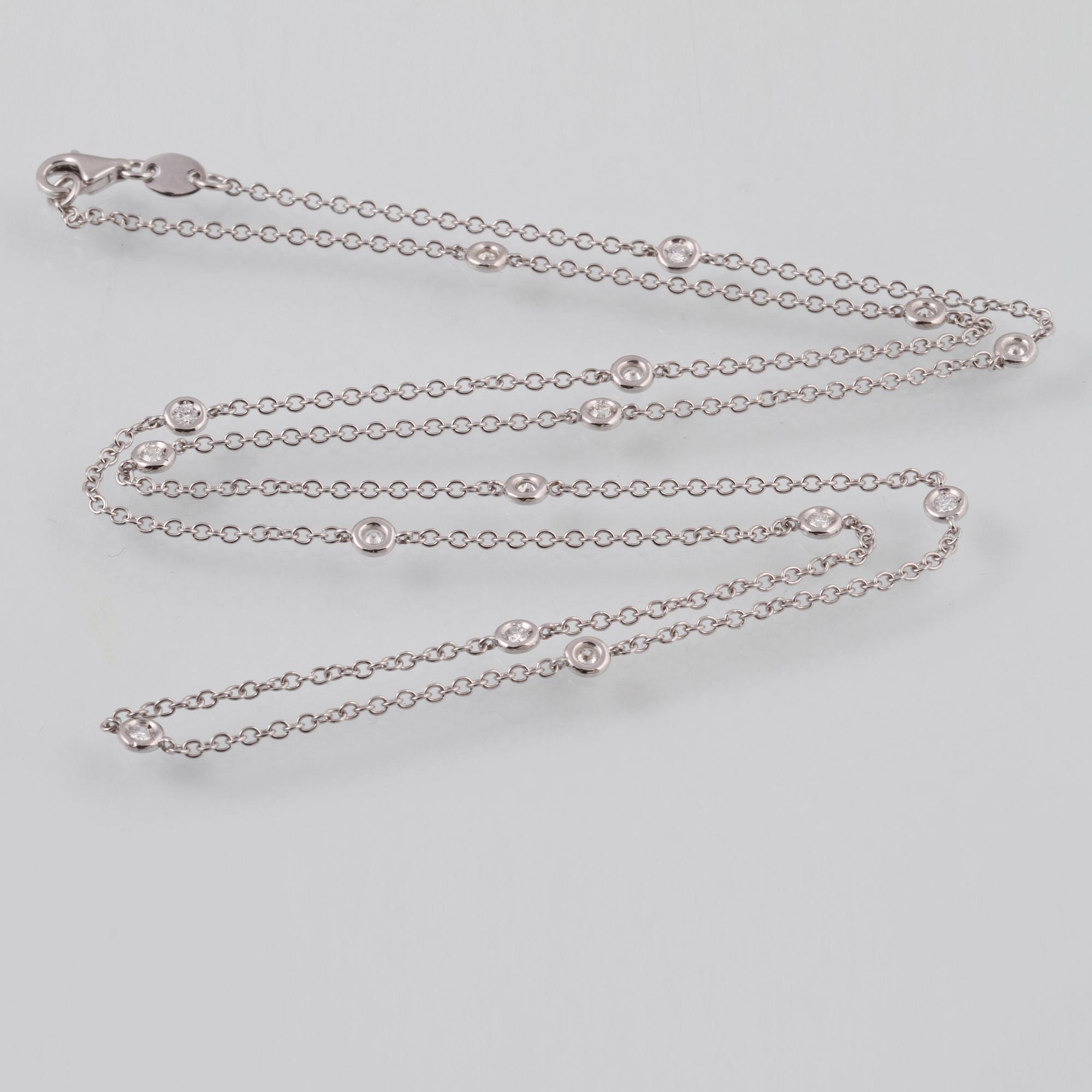 COLLIER, 18K vitguld med 15 briljantslipade diamanter ca 0.42 ct, Milano, Italien. Vikt 4,9 gram.