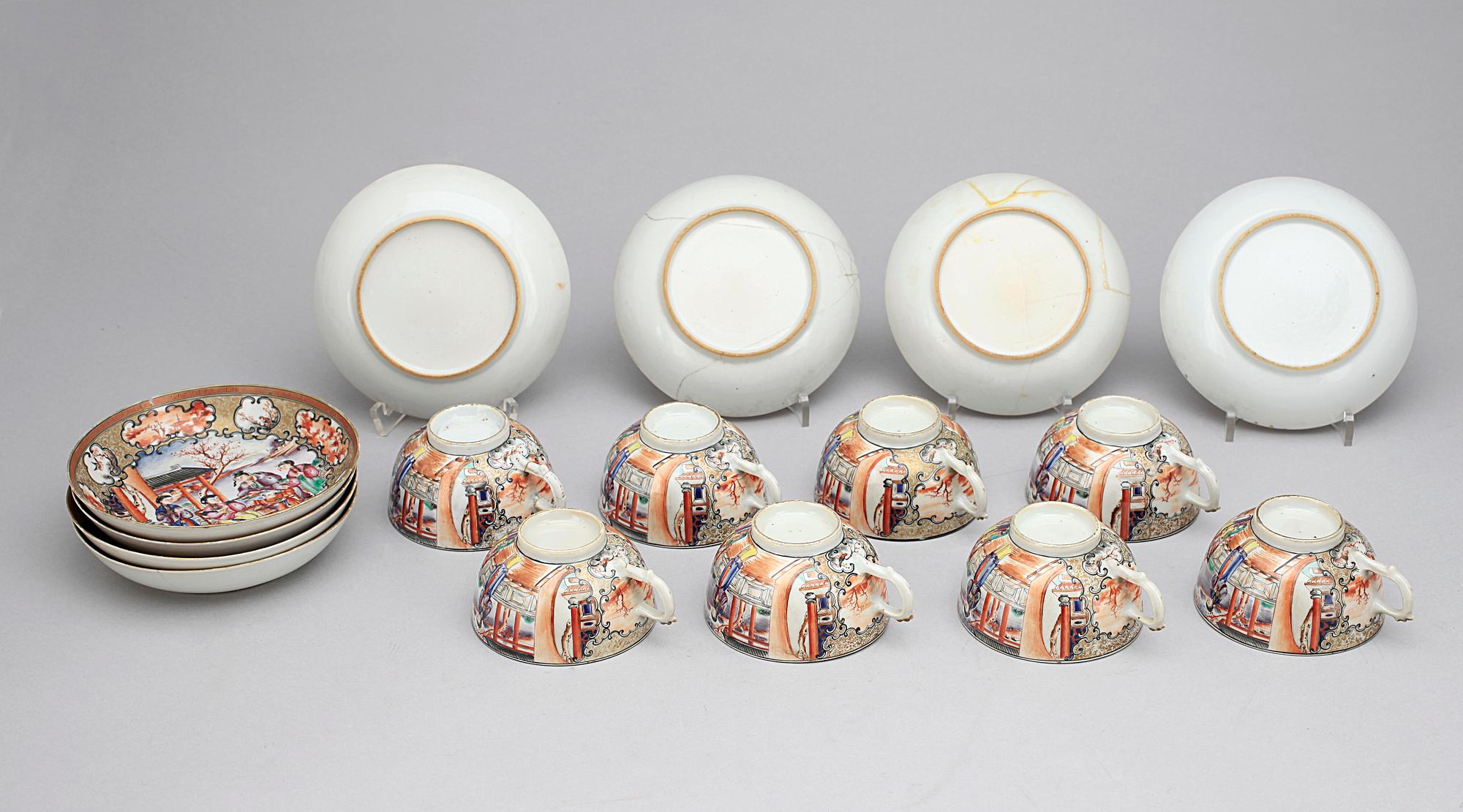 TÉSERVIS, 11 delar, porslin. Qianlong, Kina, troligen 1700-tal.