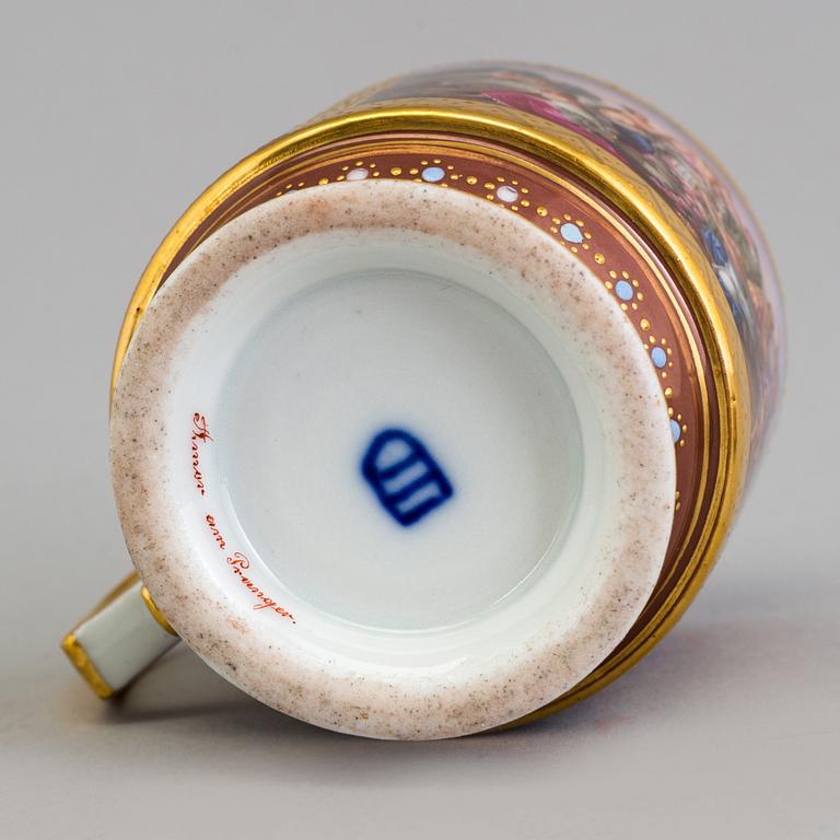 An early 19th century empire cup with saucer and cover with Wien mark.