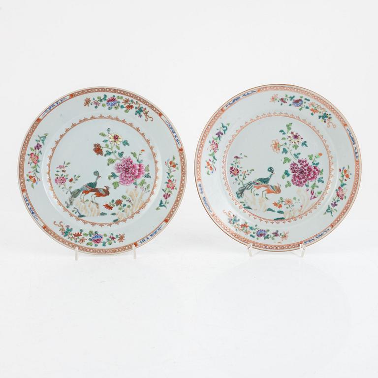 Tallrikar, sex stycken, porslin, Kina, Qingdynastin, Qianlong (1736-95).