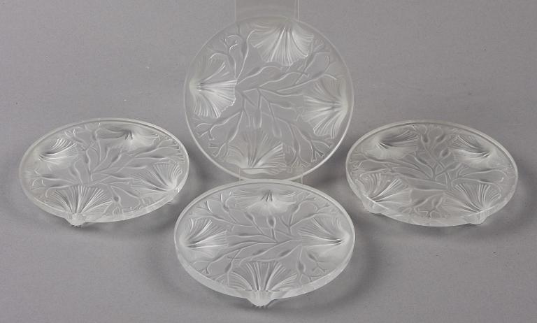 COASTERS, 4 st, glas, art deco, Verlys France. 1930-tal.