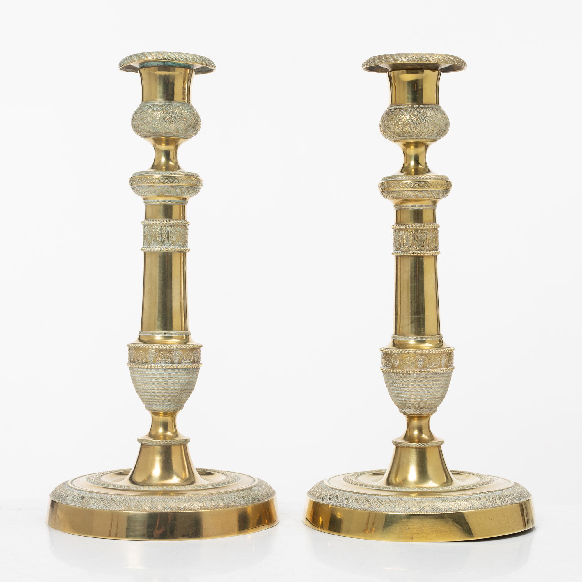 Ljusstakar, 2 par, sent 1800-tal/1900-tal samt 1900-tal.