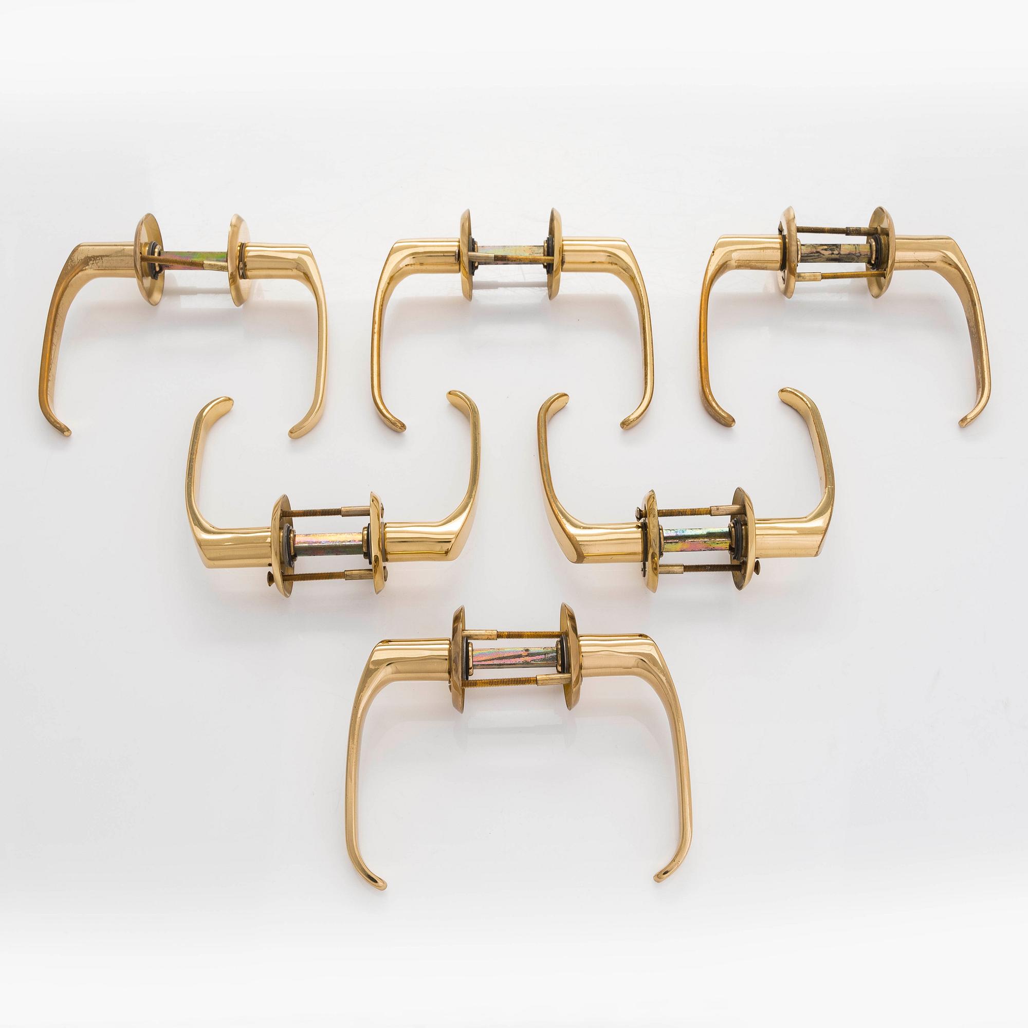 A set of six 1960s-70s door handles.