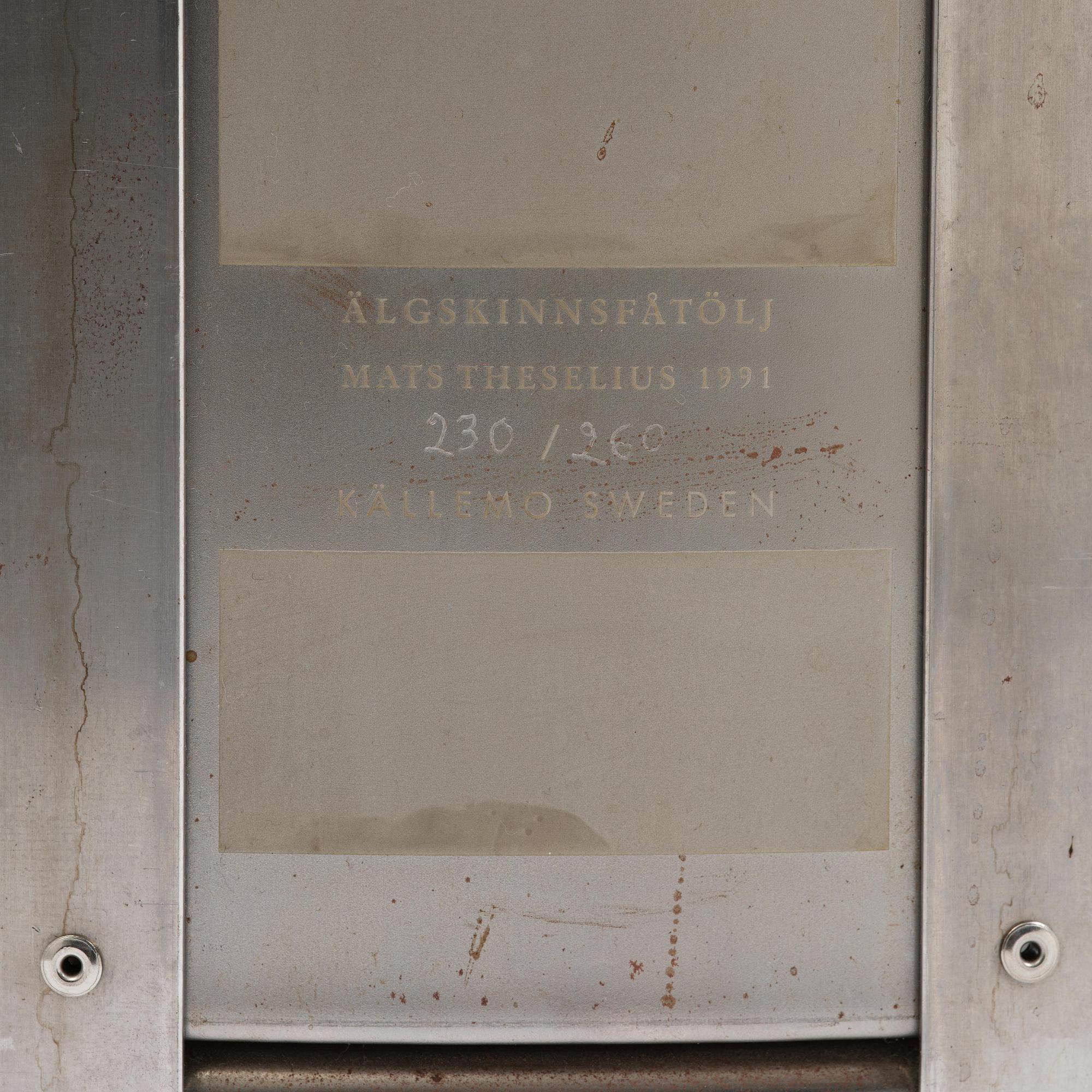 Mats Theselius, an "Älgskinnsfåtöljen" armchair, ed. 230/360, Källemo, Värnamo, post 1991.