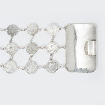 Brudbälte med äldre mynt, silver, CG Hallberg, Stockholm 1930.