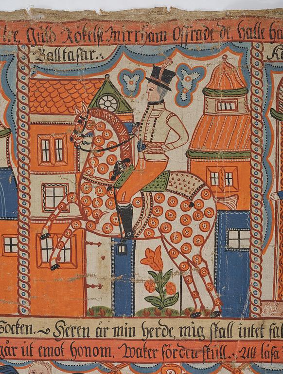 A traditional folk art painting attributed to Anders Andersson, Femsjö (1782-1865).