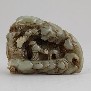 A group of three nephrite objects, Qing dynasty.