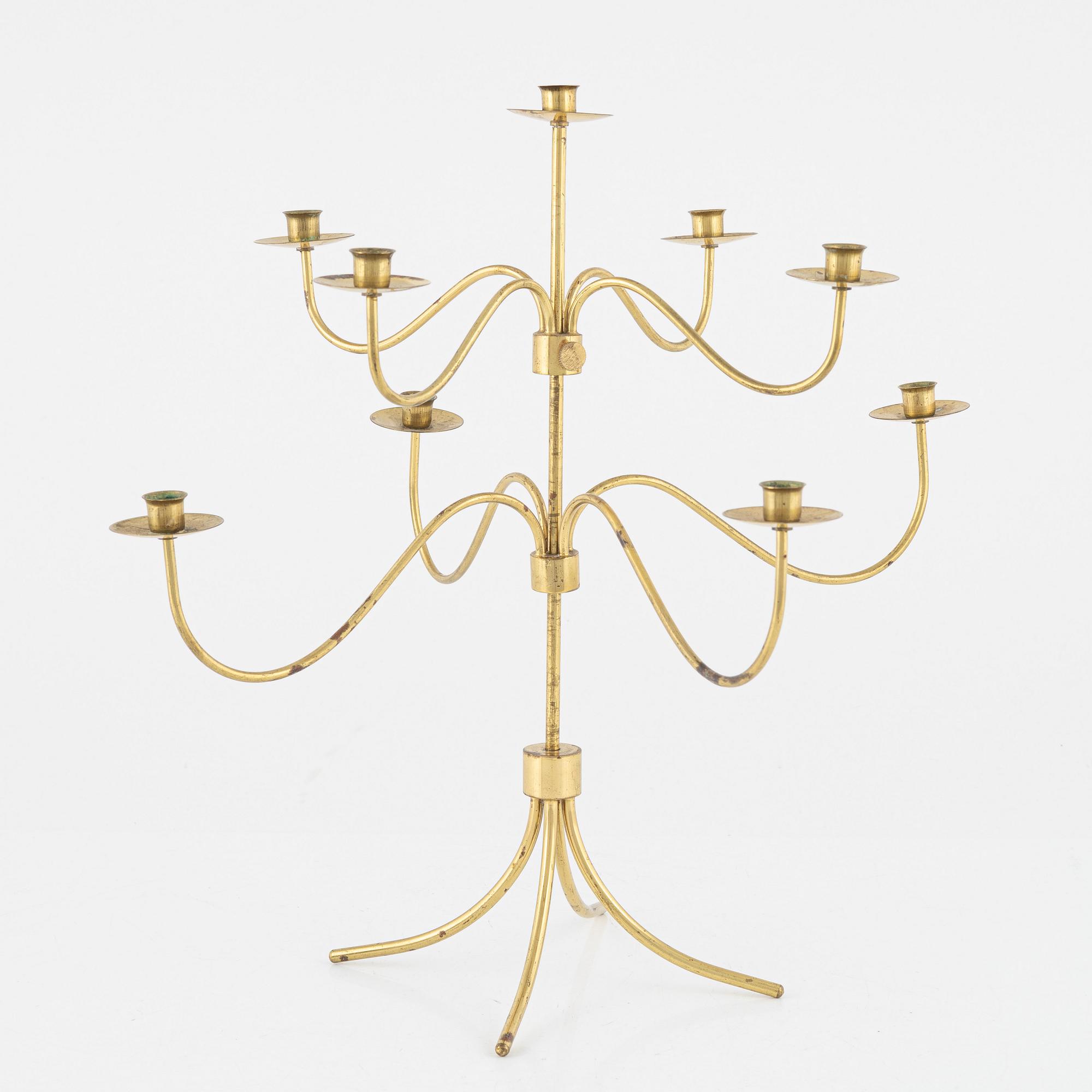A Swedish brass candelabrum, second half of the 20th Century.