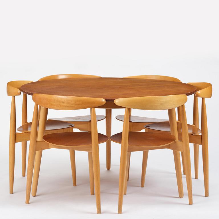 Hans J. Wegner, matgrupp, sju delar, "Hjerte-set", Fritz Hansen, Danmark, 1965.