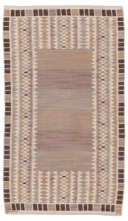 Barbro Nilsson, a 'Salerno grå' ('Kristianstad'), flat weave, c. 268 x 155 cm, signed AB MMF BN.