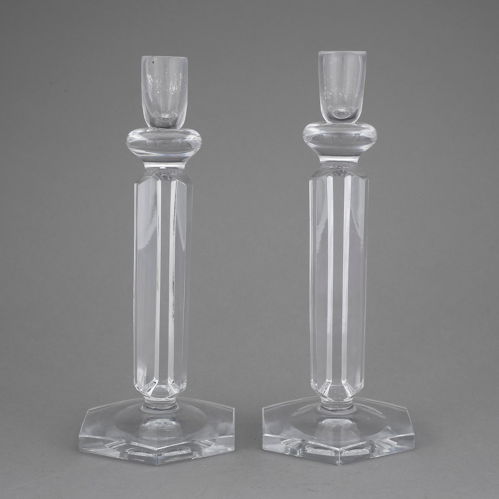 LJUSSTAKAR, ett par, glas, Vicke Lindstrand, Kosta, 1960-tal.