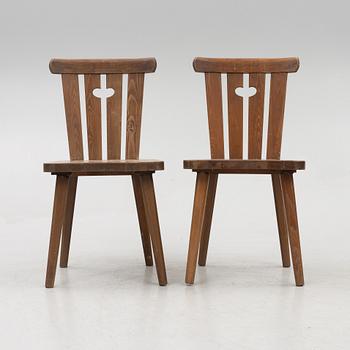 Göran Malmvall, dining table with 4 chairs, Svensk Fur, second half of the 20th century.