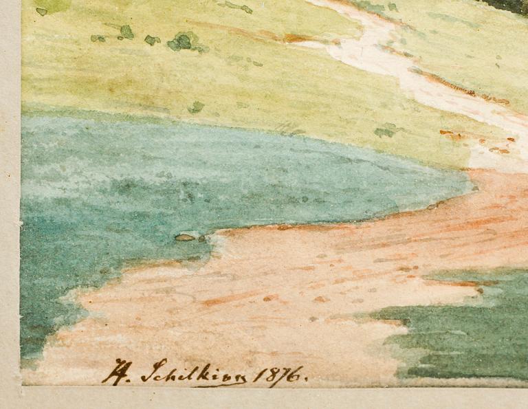 HEINRICH SCHILKING, akvarell, sign och dat 1876.