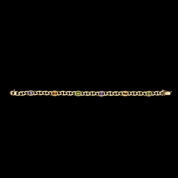 ARMBAND, 14k guld med flerfärgade ädelstenar. Vikt 13,6g.