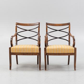 Carl Malmsten, a pair of Swedish Grace armchairs, Svenska Möbelfabrikerna Bodafors, 1920's.