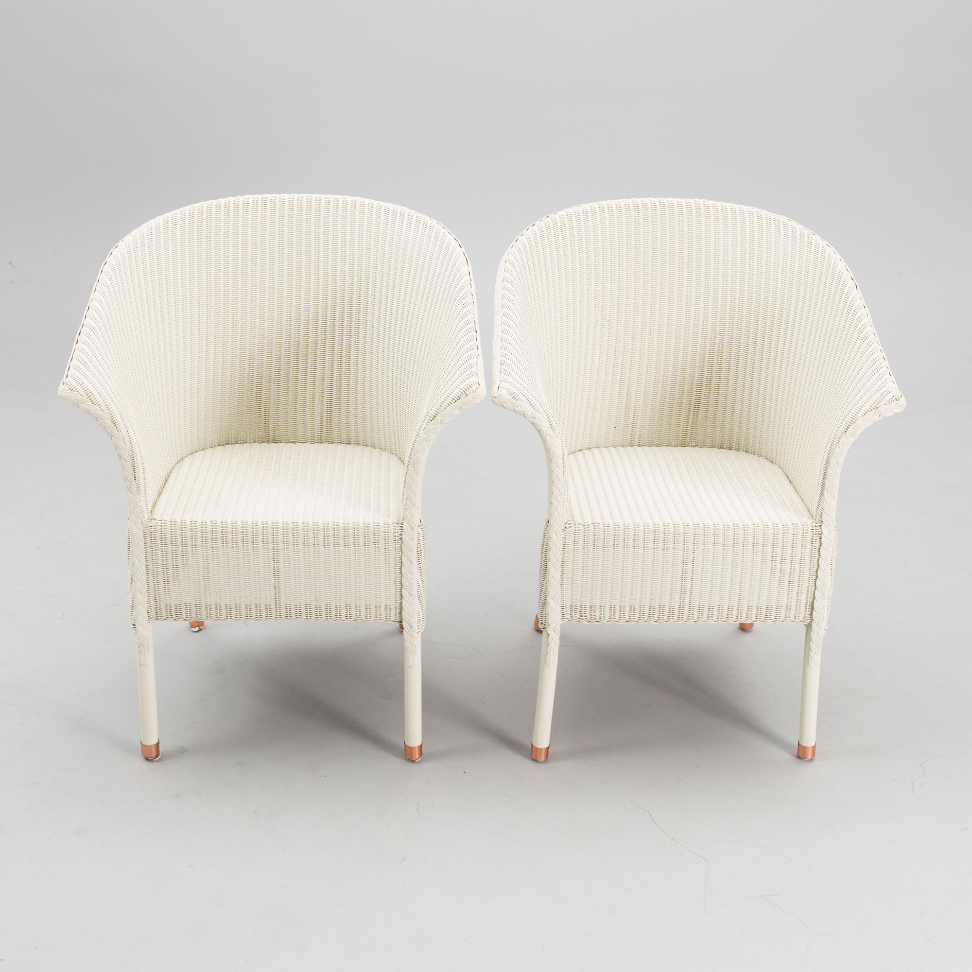 A PAIR OF ARM CHAIRS, Lloyd Loom, Spalding, England,  21st century.