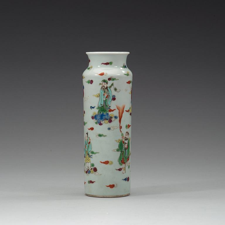 A famille rose vase with the eight immortals, late Qing dynasty, circa 1900.