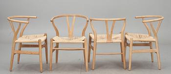 KARMSTOLAR, 4 st. "Y-stolen", Hans J. Wegner för Carl Hansen & Son, Odense. Enligt uppgift inköpta 1958.