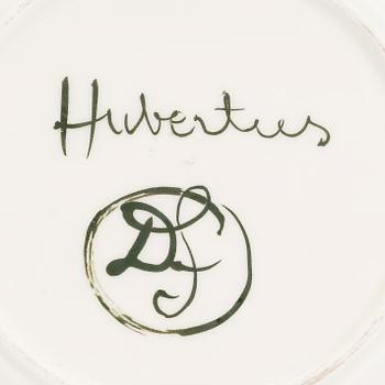 Dorrit von Fieandt, a unique porcelain 'Hubertus' plate, signed DF.