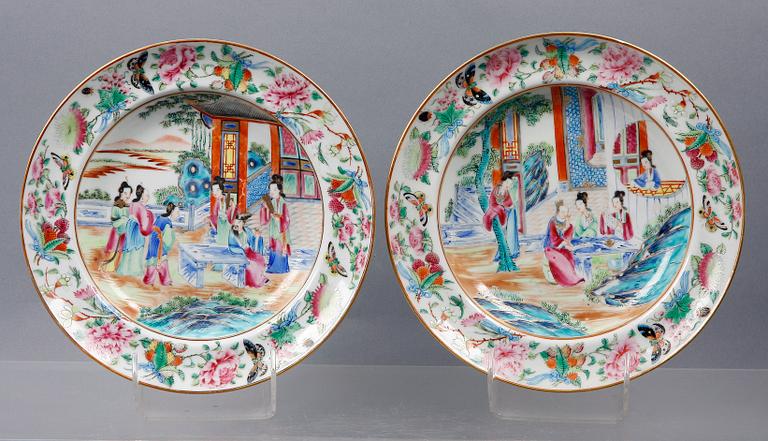 TALLRIKAR, 4 st, porslin, Kina 1800-tal.