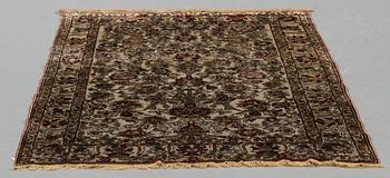 A carpet, an antique silk metal brocaded Kashan, probably around 1910, ca 200-202,5 x 129-131 cm.