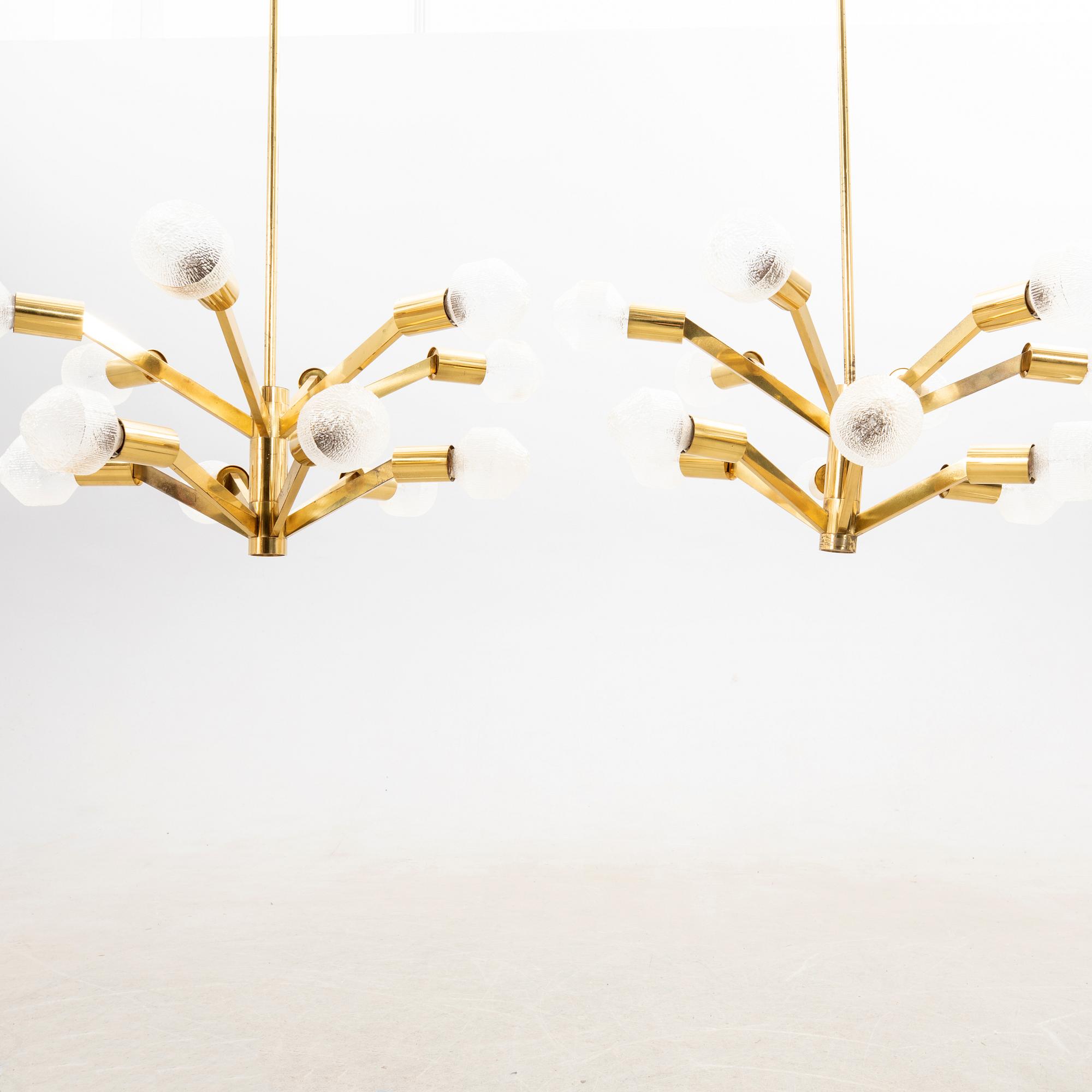 Axel Annell, attributed, ceiling lamps, a pair, second half of the 20th century.