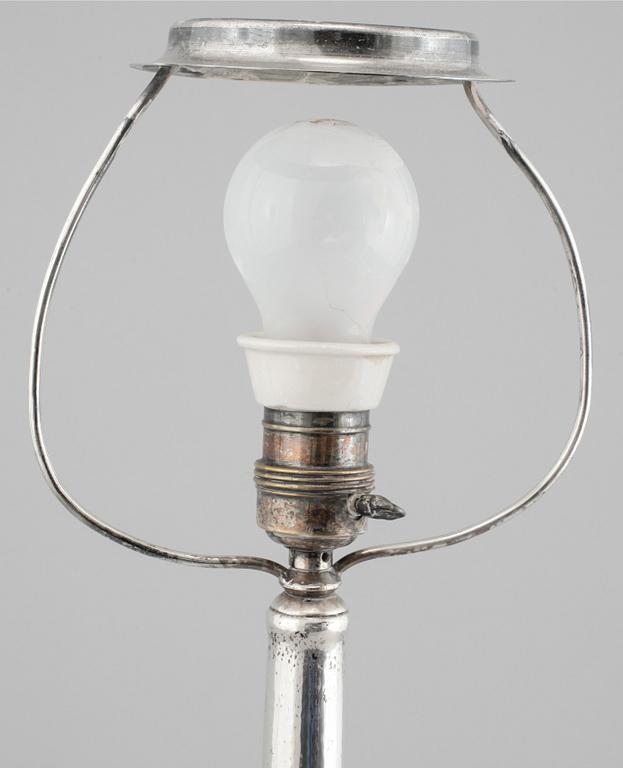 A silver table lamp, mark of CG Hallberg, Stockholm, 1920.