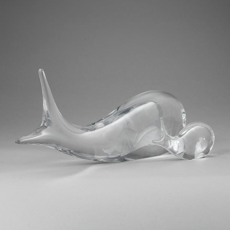 SKULPTURER, 2 st, glas, Vicke Lindstrand, Kosta.