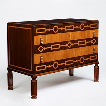 Axel Einar Hjorth, a iaspis and palisander chest of drawers  'Library' by Nordiska Kompaniet, Sweden 1929.