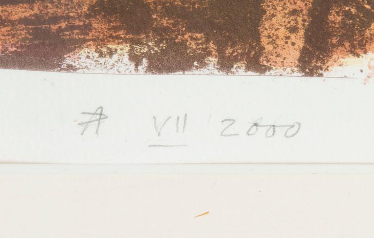 ARTTI POHJANHEIMO, käsinväritetty litografia (pastelli) signeerattu AP, päivätty VII 2000, numeroitu 1/1 XXX.