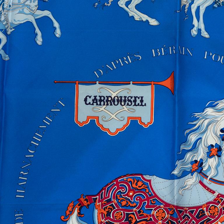 Hermès, a twill silk scarf, 'Carrousel'.