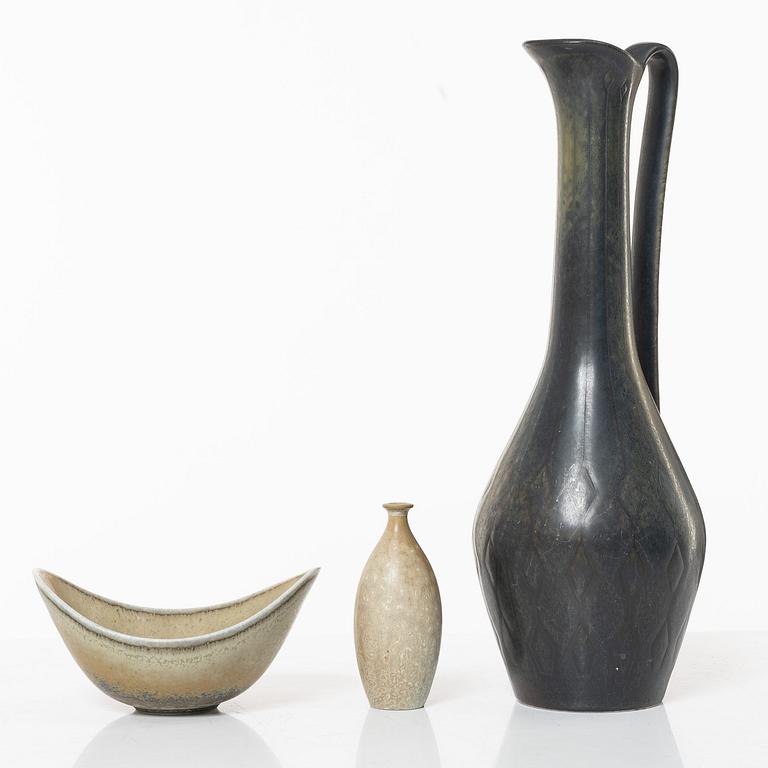 Gunnar Nylund, kanna, vas och skål, stengods, Rörstrand.