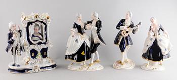 FIGURINER, 4 st, porslin, Royal Dux och Royal Heidelberg.