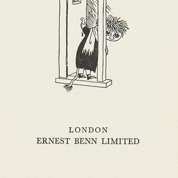 Tove Jansson, Bok 1 upplagan "Moominsummer Madness", Limited Ernest Benn London 1955.