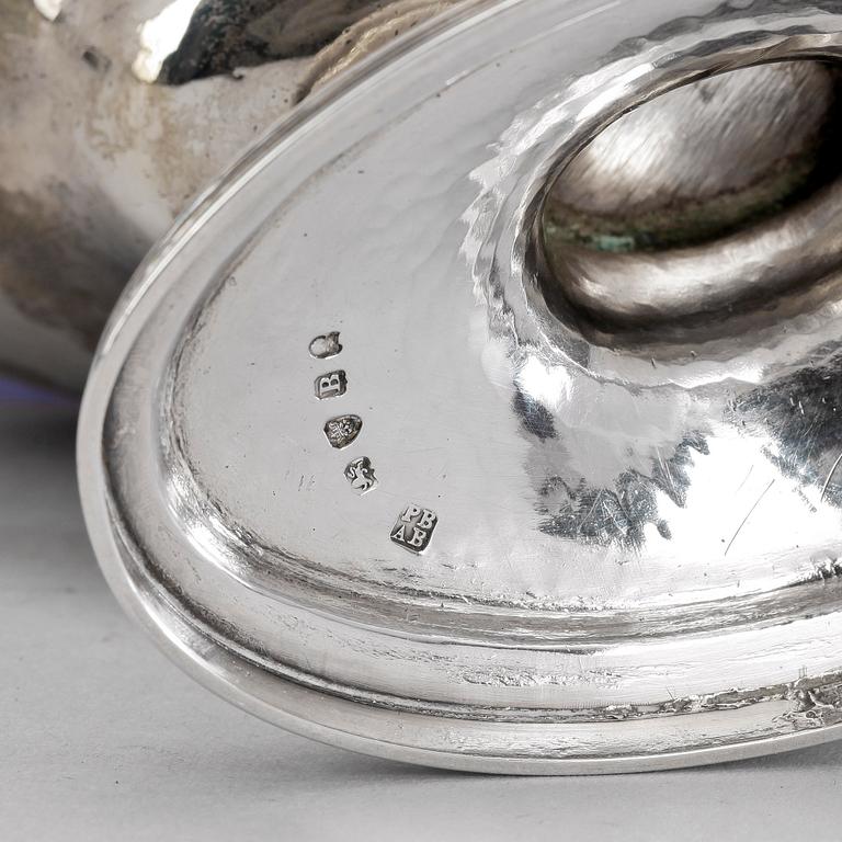 SOCKERSKÅL, silver samt glas, Peter & Ann Bateman, London, England, 1797. Total silvervikt 207 g.