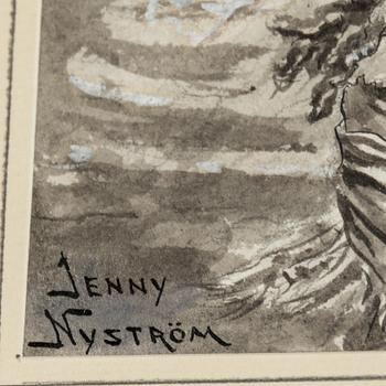 JENNY NYSTRÖM, watercolour, heightening white and indian ink, signed Jenny Nyström.