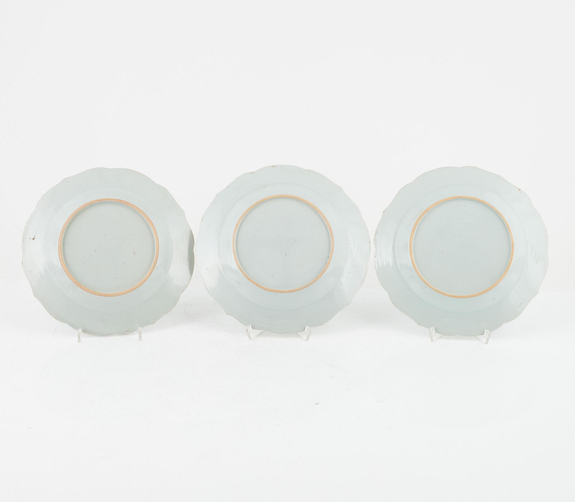 Tallrikar, 9 st, porslin, Kina, Qianlong 1736-95.