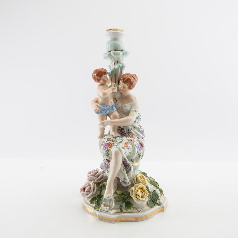 Candle holder/Lamp base Rococo style porcelain first half of the 20th century.