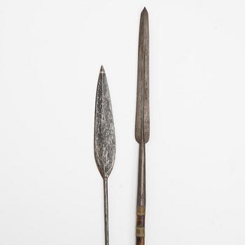 Spears, a pair, probably Kenya.