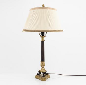 An Empire style brass table lamp, 20th Century.