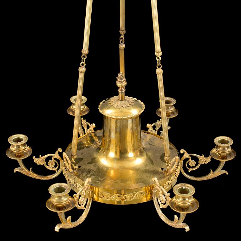 A gilded empire ceiling light France first half of the 19th century.