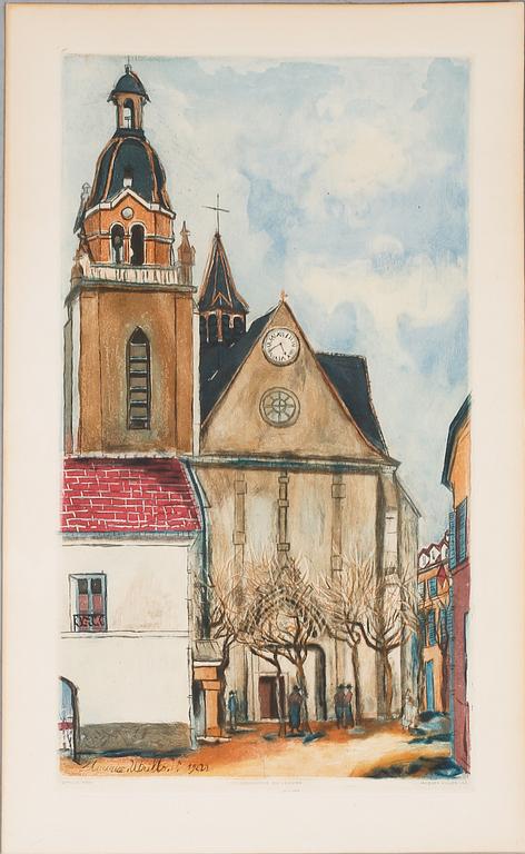MAURICE UTRILLO, färgakvatint, signerad.